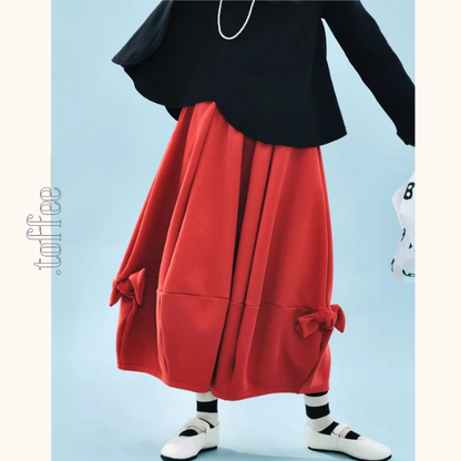 サイドリボンの立体バルーンスカート《Z01353》