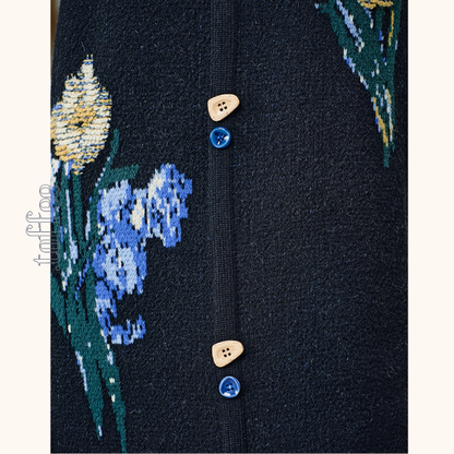 アイリスが咲くアート刺繍ワンピース《Z01129》