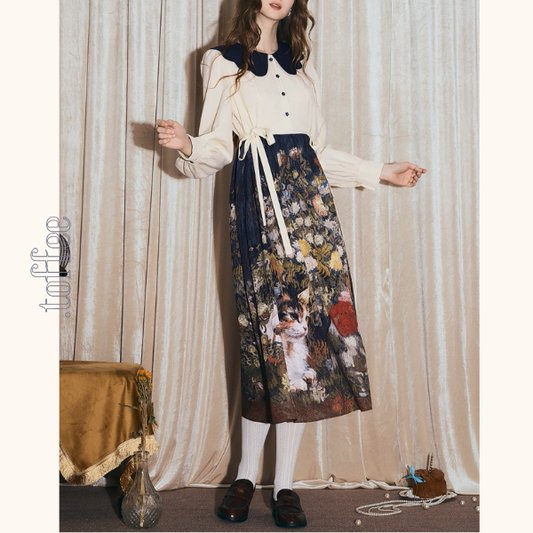 秋の庭に咲く詩・アートスカート《Z01148》