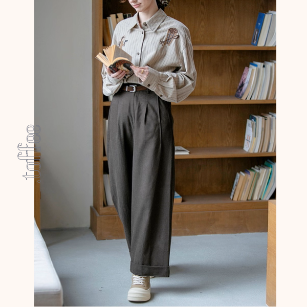 動物アップリケのストライプシャツ《Z01137》