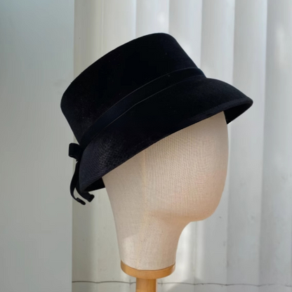 【2color】リボン付きベルベットハット Z00059