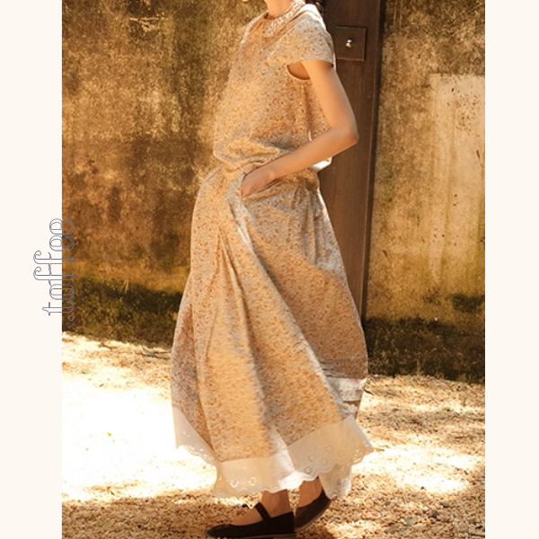 小花柄ブラウス＆ロングスカートセットアップ《Z01048》