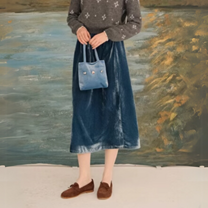 ベルベットラインミモレ丈スカート  　《Z00704》