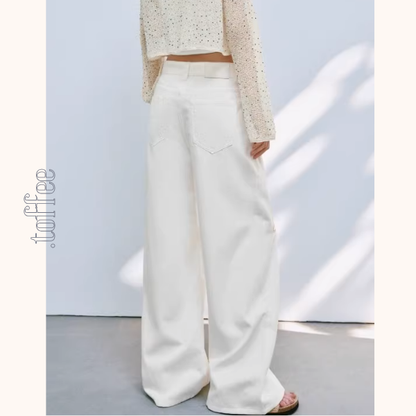 パッチワーク小花刺繍ワイドパンツ《Z01033》