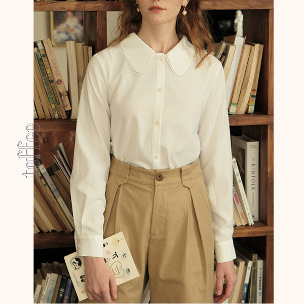 【2color】レースディテール丸襟ブラウス　《Z00747》