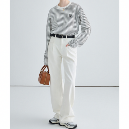 タック入りホワイトストレートデニム X-294