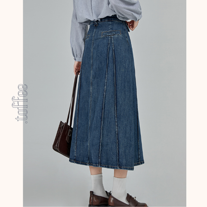 Aラインハイウエストロングデニムスカート　《Z00790》