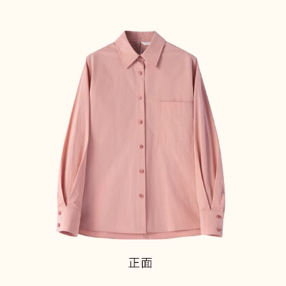 【3color】POLOカラーオーバーサイズ純綿シャツ《Z00883》