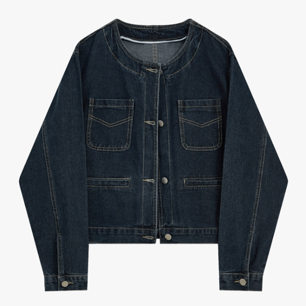 ノーカラーデニムジャケット X-228