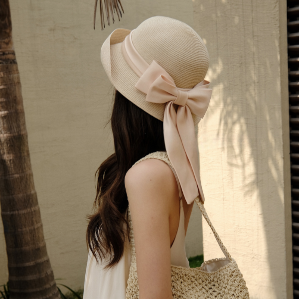 【4color】ビッグリボンストローハット X-067