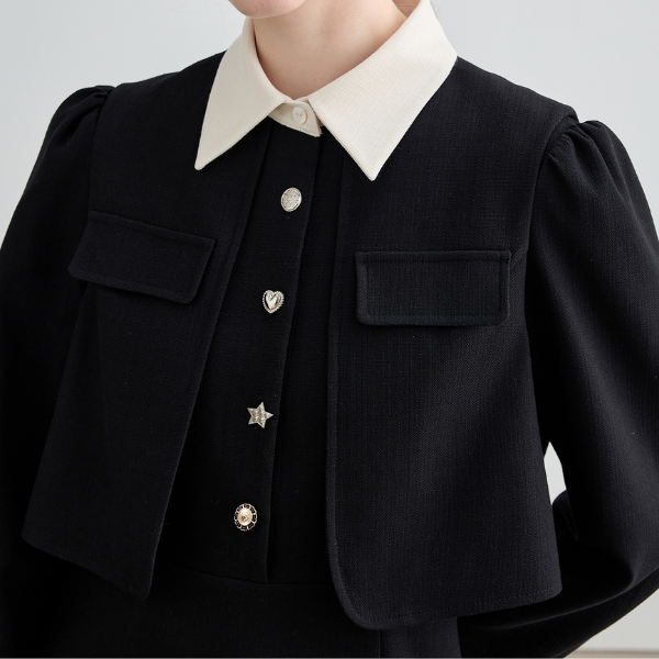 レイヤード風ブラックスリムワンピース Z00026