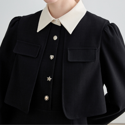 レイヤード風ブラックスリムワンピース Z00026