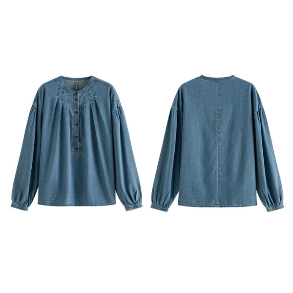 ラウンドネックデニムシャツ Z00097