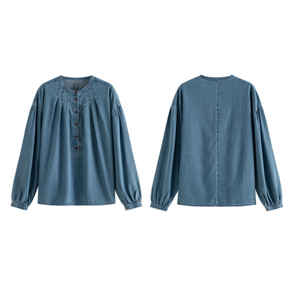 ラウンドネックデニムシャツ Z00097