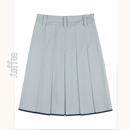 【2color】コントラストカラーヘムプリーツスカート《Z00834》