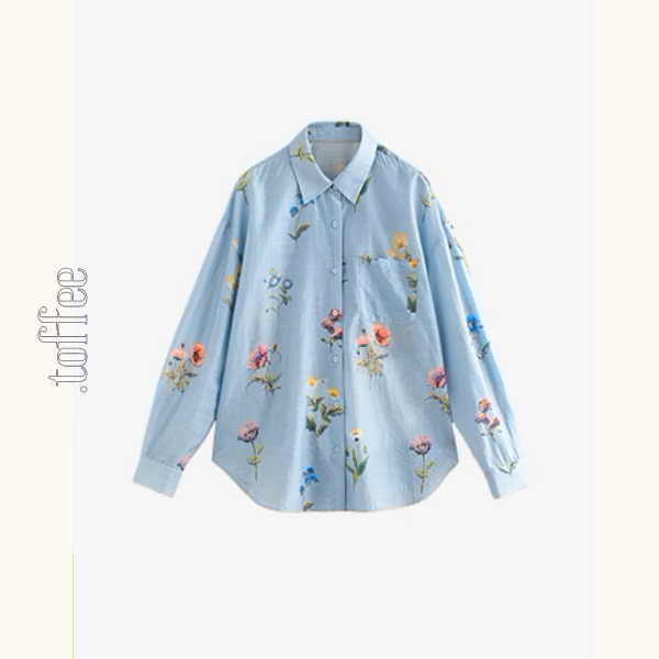 【2color】花柄プリントルーズシャツ《Z00932》