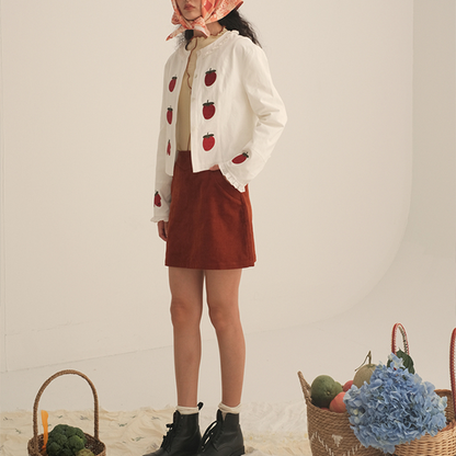 ストロベリープリントホワイトブラウス　Z00448