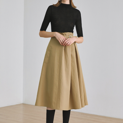 【2color】アシンメトリーベルテッドスカート X-122