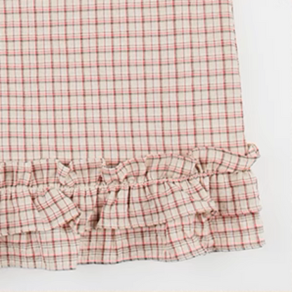 ラッフルヘムクロップドチェックシャツ《Z01021》