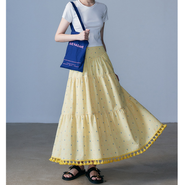 【2color】タッセル付きＡラインロングスカート　Z00331