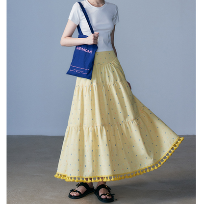 【2color】タッセル付きＡラインロングスカート　Z00331