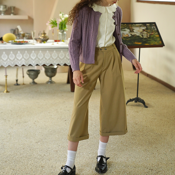【2color】ワイドクロップドパンツ    Z00491