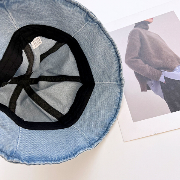【3color】リボン付きウオッシュデニムドームハット Z00159
