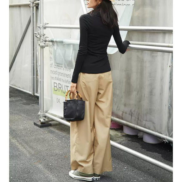 シンプルワイドパンツ w-049