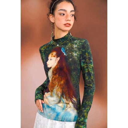 [名画を纏う]　スリムフィットアートカットソー "ルノワール" C0125