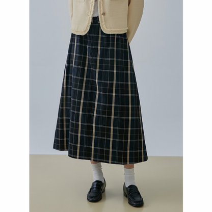 Aラインチェックスカート X-365