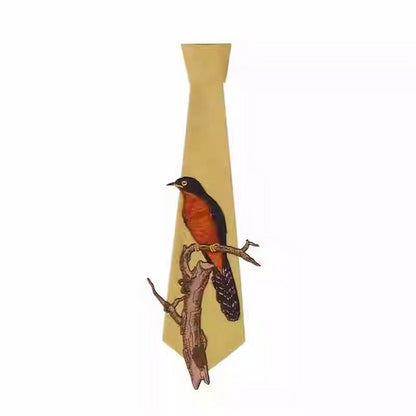 【3color】自由を纏う：手仕事の鳥刺繍タイ　C0179