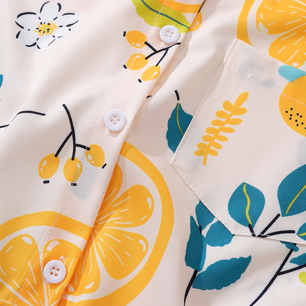 シトラスプリントドローストリングクロップドシャツ《Z00915》