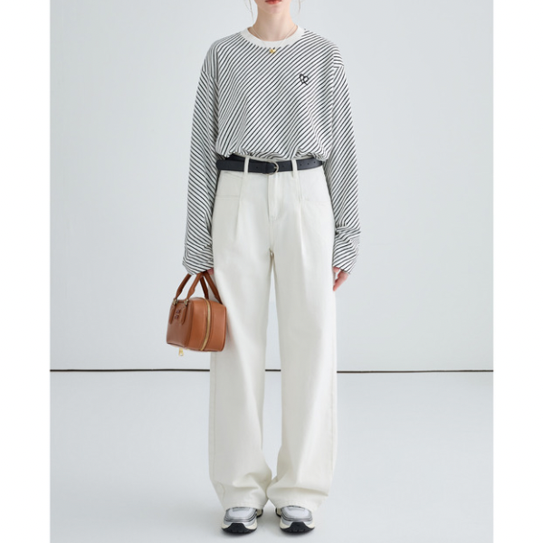 斜めストライプカットソー X-293