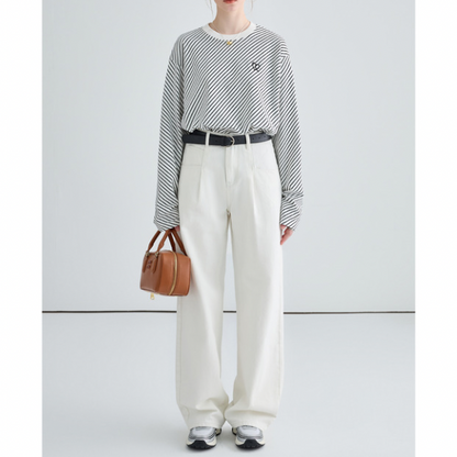 斜めストライプカットソー X-293