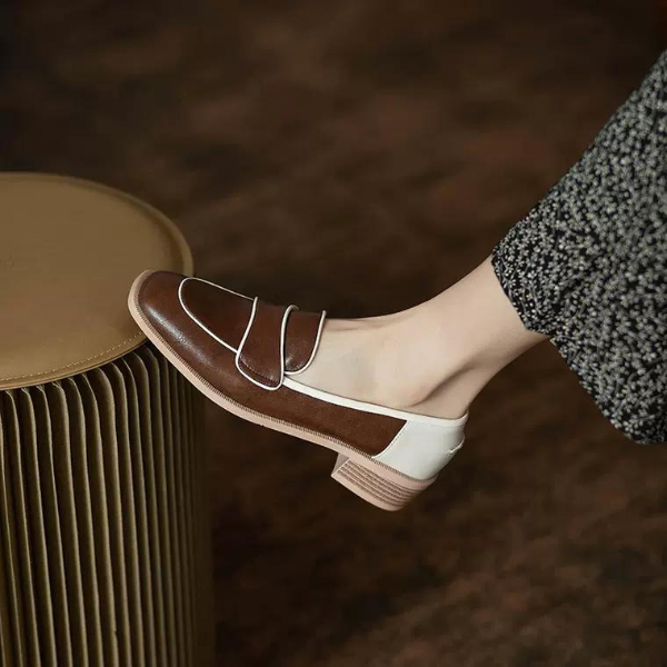 【２color】スクエアトゥコントラストシューズ　AU-286