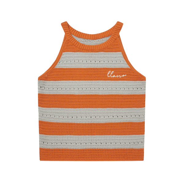 【2color】ホルターネックストライプニットトップ Z00310