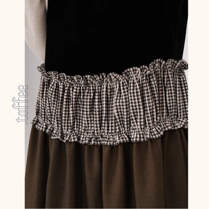 チェック柄切替ノースリーブAラインワンピース《Z00939》