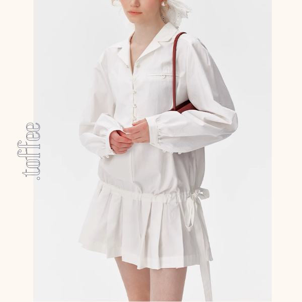 リボンドローストリングシャツワンピース《Z01010》