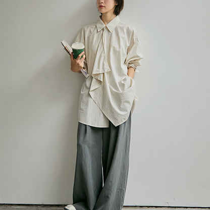 ストライプ柄オーバーサイズ2wayシャツ　《Z00811》