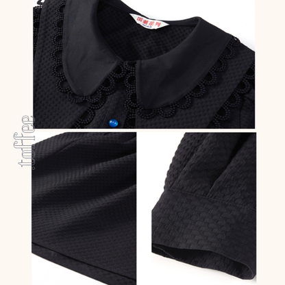 レイヤードカラーブラックシャツワンピース　《Z00676》