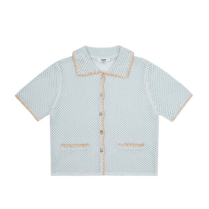 ショートニットメッシュカーディガン Z00386