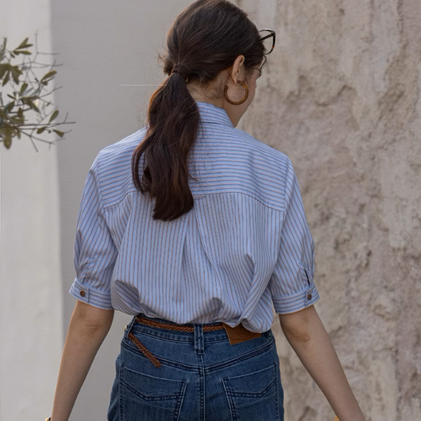 【2color】ストライプ柄ボックスシルエットシャツ《Z00854》