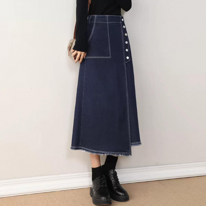 【２color】ボタンデザインナロースカート w-121
