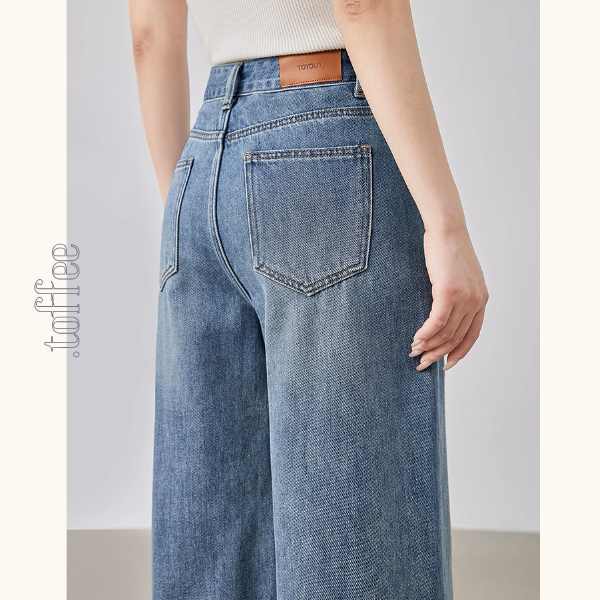 星型アップリケのハイウエストワイドジーンズ《Z00930》