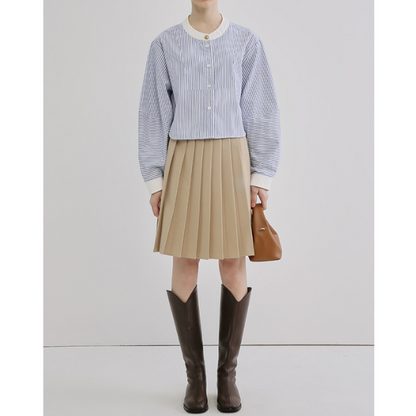 ストライプバンドカラークロップドシャツ X-380