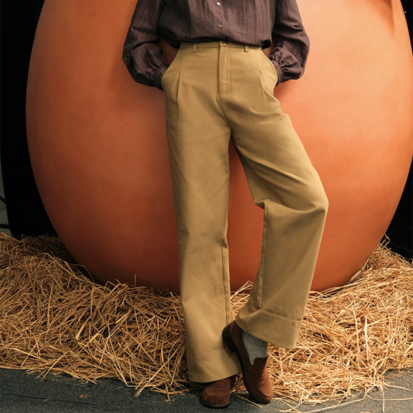 【2color】ルーズストライプカフパンツ　Z00602