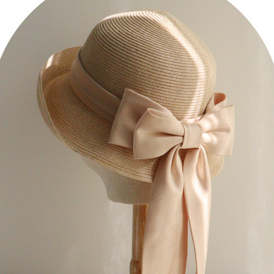 【4color】ビッグリボンストローハット X-067