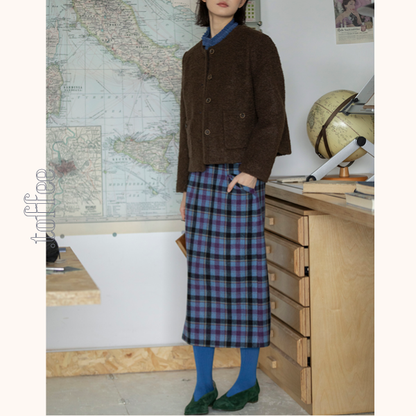 カラフルチェック柄ストレートスカート　《Z00648》