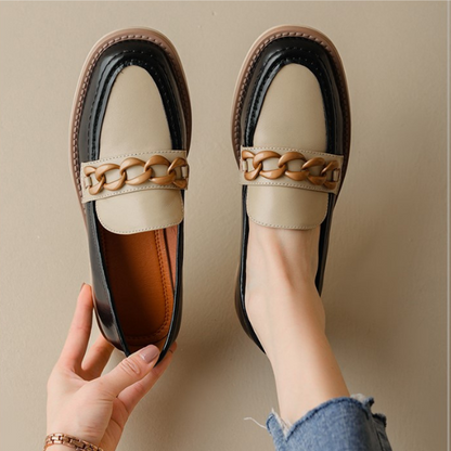 コントラストカラーアッパーチェーンローファー　AU-121