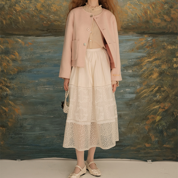 シアーレースミモレ丈スカート　《Z00619》